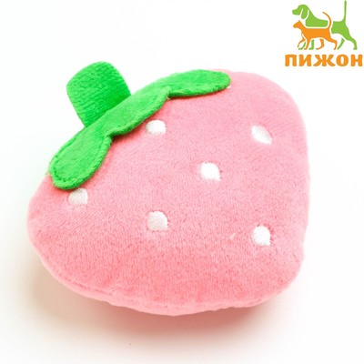 Игрушка для собак "Ягода-клубника", 13 см, розовая