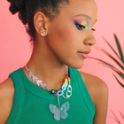 Колье «Лето» бабочка, цветное в серебре, 40 см - Фото 1