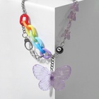 Колье «Лето» бабочка, цветное в серебре, 40 см - Фото 4