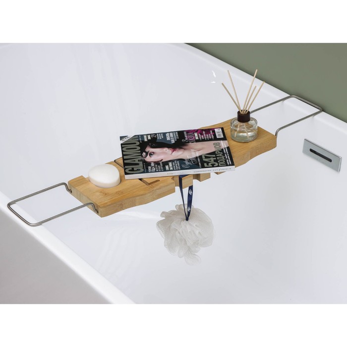 Полка для ванной SAVANNA SPA, 74-95×20,3×2,5 см, бамбук - фото 1897205460