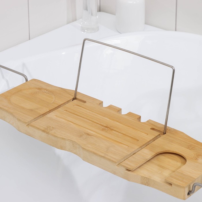 Полка для ванной SAVANNA SPA, 74-95×20,3×2,5 см, бамбук - фото 1897205461
