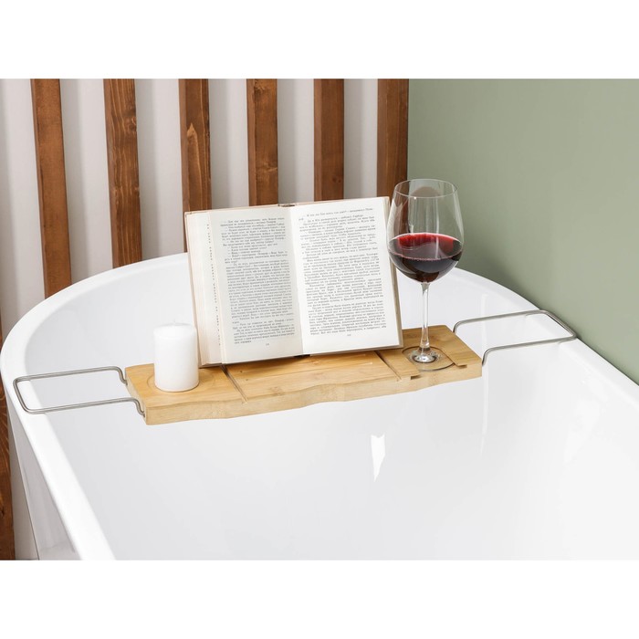 Полка для ванной SAVANNA SPA, 74-95×20,3×2,5 см, бамбук - фото 1897205454