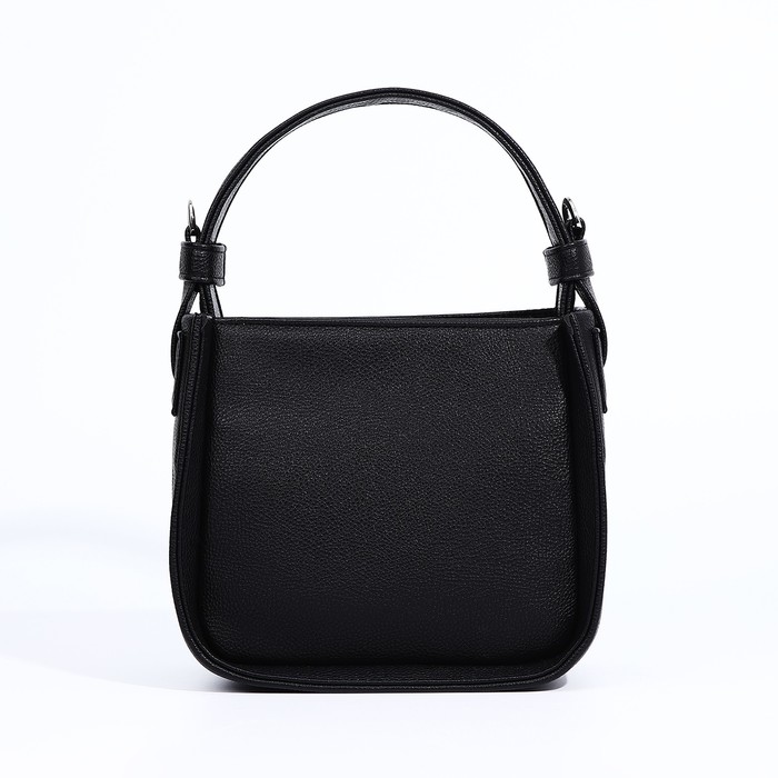 Сумка женская тоут TEXTURA на молнии, 19×8×18 см, однотонная, чёрная