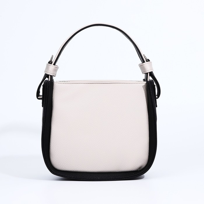 Сумка женская тоут TEXTURA на молнии, 19×8×18 см, однотонная, бежевая/чёрная