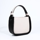 Сумка женская тоут TEXTURA на молнии, 19×8×18 см, однотонная, бежевая/чёрная - Фото 3