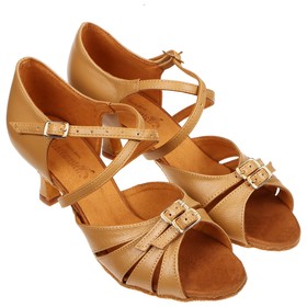 Туфли танцевальные женские для латины, модель 161, натуральная кожа, цвет бежевый, размер 37