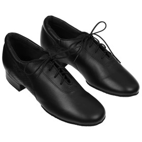Туфли танцевальные для мужского стандарта, модель 25010, натуральная кожа, цвет чёрный, размер 34,5