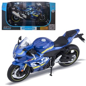 Модель мотоцикла металл. Suzuki GSX-R 1000 1:12, цвет синий, свободный ход колёс