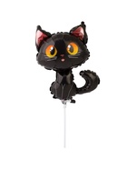 Воздушный шар фольгированный 14" «Кот чёрный», для палочки - Фото 2