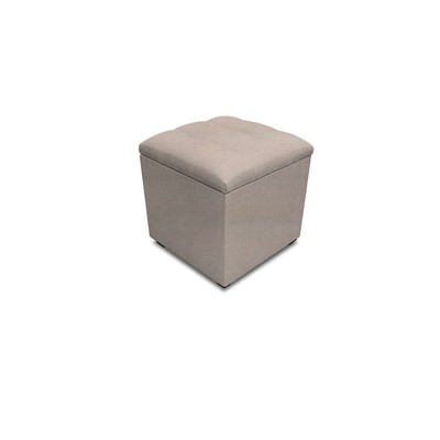 Пуф в прихожую, 400×400×420 мм, с крышкой, с утяжкой, рогожка, цвет savana plus ivory