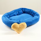 Лежанка мягкая  + игрушка сердечко, 45 х 35 х 11 см, синяя - Фото 2