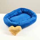 Лежанка мягкая  + игрушка сердечко, 45 х 35 х 11 см, синяя - Фото 3