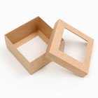 Коробка складная, крышка-дно,с окном, крафт, 10 х 10 х 5 см - Фото 3