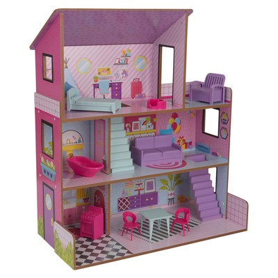 Домик кукольный деревянный KidKraft «Лолли», трёхэтажный, с мебелью