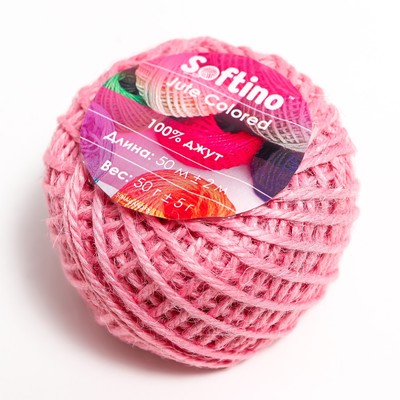 Пряжа 100% джут Softino Jute Colored 50 м ±2 м розовый 50 г