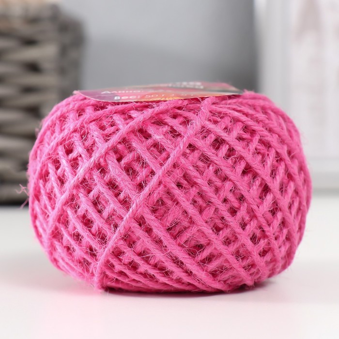 Пряжа 100% джут "Softino Jute Colored" 50м ±2м ярко-розовый 50 гр - Фото 1