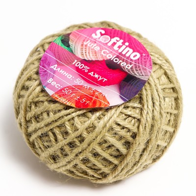 Пряжа 100% джут Softino Jute Colored=50 м ±2 м хаки 50 г