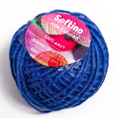Пряжа для вязания спицами, крючком 100% джут Softino Jute Colored, 50 м ±2 м, синий, 50 г