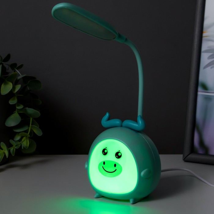 Настольная лампа "Сказочный лосяш" LED 3Вт USB синий 8,5х8х22 см RISALUX - фото 1888347769