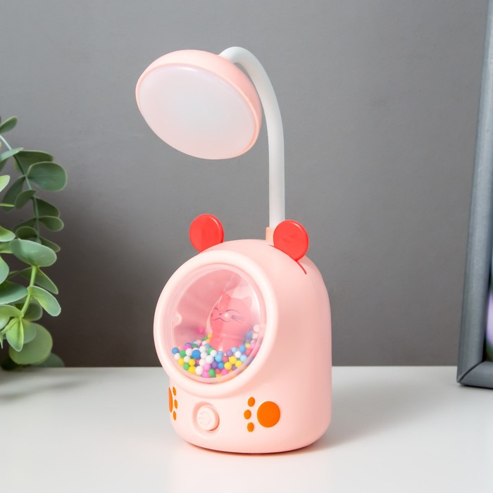 Настольная лампа "Ушки" LED 3Вт USB розовый 7х10х17 см RISALUX - Фото 1