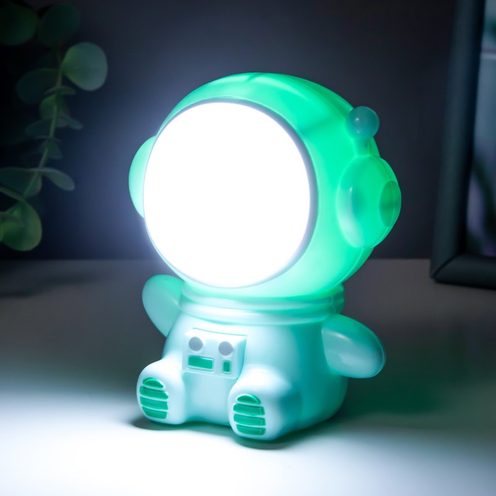 Ночник "Космонавт" LED 1.5Вт USB АКБ зеленый 9,5х8х10,5 см RISALUX - фото 1906023188