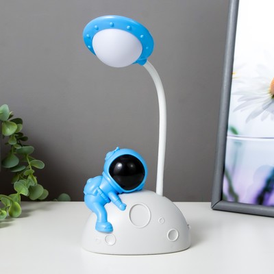 Настольная лампа «Космонавт на луне» LED 3 Вт USB АКБ бело-синий 11.5×7.5×28 см