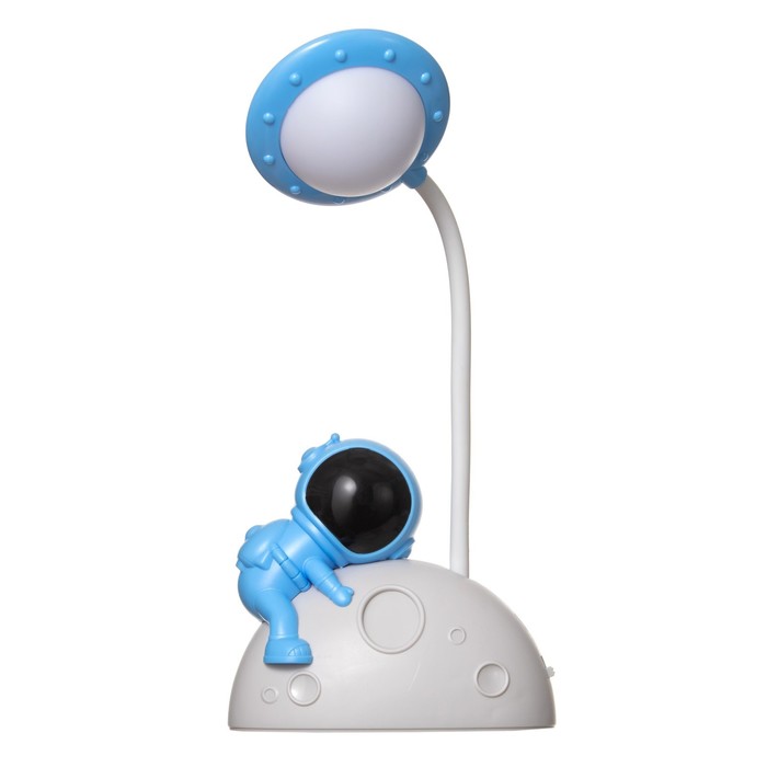 Настольная лампа "Космонавт на луне" LED 3Вт USB АКБ бело-синий 11,5х7,5х28 см - фото 1906023238