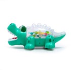 Крокодил «Шестерёнки», свет и звук, работает от батареек, цвет зелёный - фото 7574379