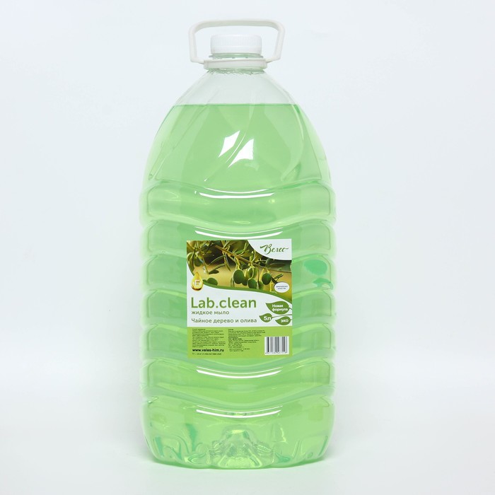 Жидкое мыло нежно-зеленое Чайное дерево и олива, ПЭТ 5 л - Фото 1