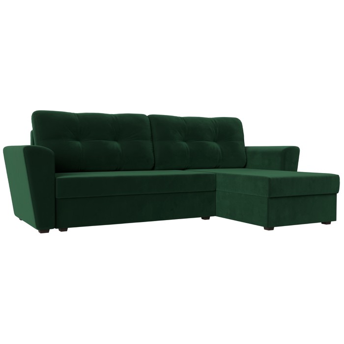 Угловой диван «Амстердам лайт», еврокнижка, правый угол, велюр, цвет зелёный - Фото 1