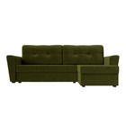 Угловой диван «Амстердам лайт», еврокнижка, правый угол, микровельвет, цвет зелёный - Фото 2