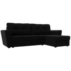 Угловой диван «Амстердам лайт», еврокнижка, правый угол, микровельвет, цвет чёрный - Фото 1