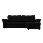 Угловой диван «Амстердам лайт», еврокнижка, правый угол, микровельвет, цвет чёрный - Фото 2