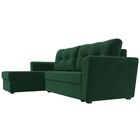 Угловой диван «Амстердам лайт», еврокнижка, левый угол, велюр, цвет зелёный 9103014