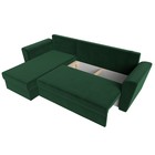Угловой диван «Амстердам лайт», еврокнижка, левый угол, велюр, цвет зелёный 9103014