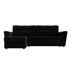 Угловой диван «Амстердам лайт», еврокнижка, левый угол, велюр, цвет чёрный  (артикул 9103015)  большой выбор товаров оптом и в розницу по низким ценам с доставкой