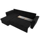 Угловой диван «Амстердам лайт», еврокнижка, левый угол, велюр, цвет чёрный  (артикул 9103015)  большой выбор товаров оптом и в розницу по низким ценам с доставкой