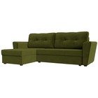 Угловой диван «Амстердам лайт», еврокнижка, левый угол, микровельвет, цвет зелёный - Фото 1