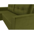 Угловой диван «Амстердам лайт», еврокнижка, левый угол, микровельвет, цвет зелёный - Фото 4