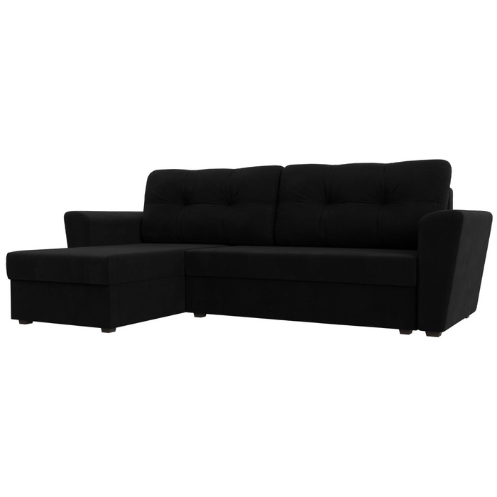 Угловой диван «Амстердам лайт», еврокнижка, левый угол, микровельвет, цвет чёрный - Фото 1
