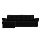 Угловой диван «Амстердам лайт», еврокнижка, левый угол, микровельвет, цвет чёрный - Фото 2