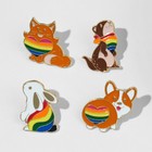 Набор значков (4 шт.) "Радуга" животные, цветной в золоте - фото 25564491