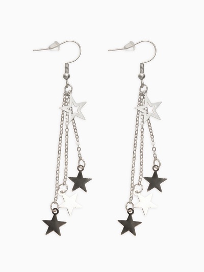 Серьги висячие «Звёздный дождь», цвет серебро