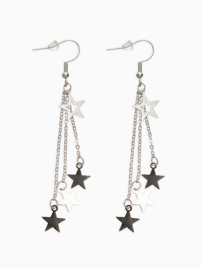 Серьги висячие «Звёздный дождь», цвет серебро - Фото 1