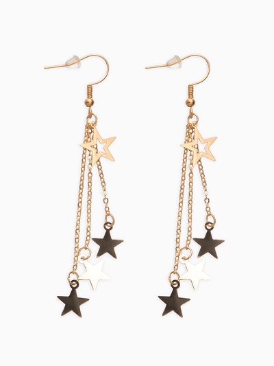 Серьги висячие «Звёздный дождь», цвет золото, 8.5 см