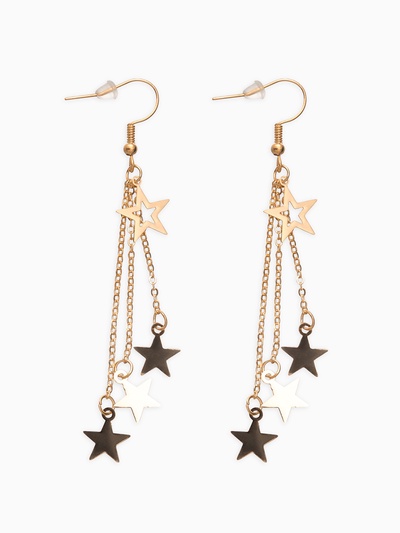 Серьги висячие «Звёздный дождь», цвет золото, 8.5 см