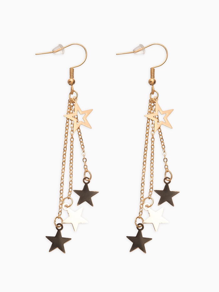 Серьги висячие «Звёздный дождь», цвет золото, 8.5 см - Фото 1
