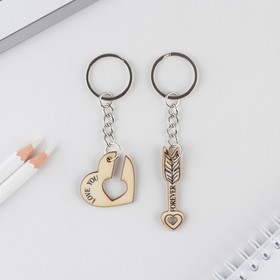 Парные брелоки неразлучники LOVE YOU, дерево