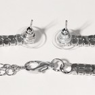 Набор 2 предмета: серьги, колье «Листопад» утончённый ромб, цвет бело-изумрудный в серебре, 32 см - Фото 2