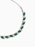 Набор 2 предмета: серьги, колье «Листопад», утончённый ромб, цвет бело-изумрудный в серебре, 32 см - Фото 3